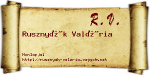 Rusznyák Valéria névjegykártya